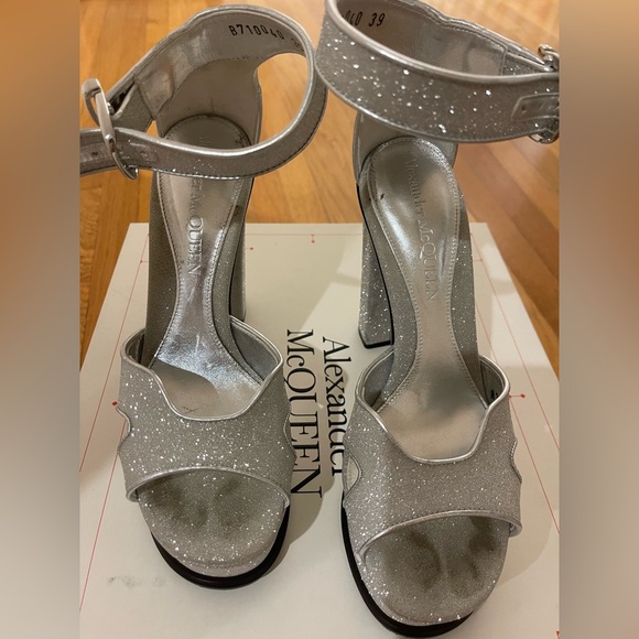 Alexander McQueen Silver Glitter Women's Heels Size 39